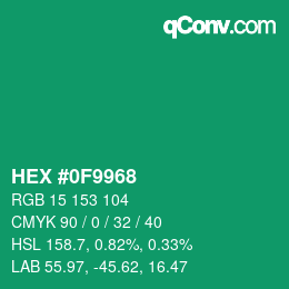 Color code: HEX #0F9968 | qconv.com