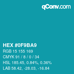 颜色代码: HEX #0F9BA9 | qconv.com