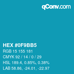 Farbcode: HEX #0F9BB5 | qconv.com