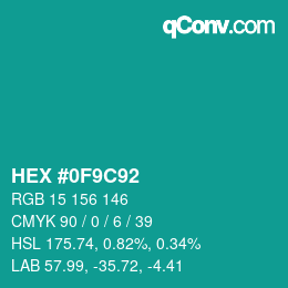 Color code: HEX #0F9C92 | qconv.com