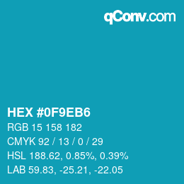 Color code: HEX #0F9EB6 | qconv.com