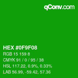 Color code: HEX #0F9F08 | qconv.com