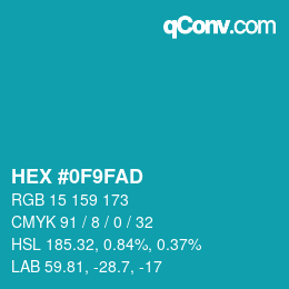 Color code: HEX #0F9FAD | qconv.com