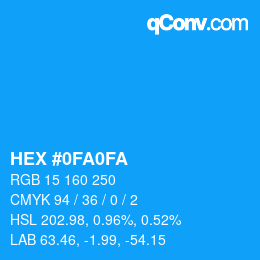 Color code: HEX #0FA0FA | qconv.com