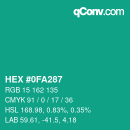 Color code: HEX #0FA287 | qconv.com
