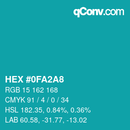 カラーコード: HEX #0FA2A8 | qconv.com
