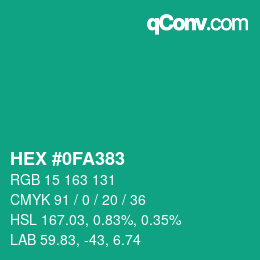 Farbcode: HEX #0FA383 | qconv.com