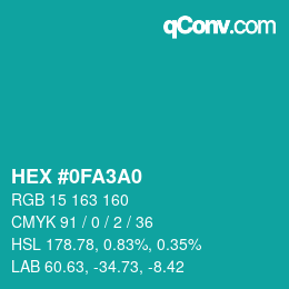Color code: HEX #0FA3A0 | qconv.com