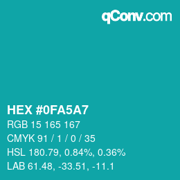 Color code: HEX #0FA5A7 | qconv.com