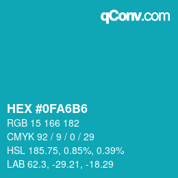 Color code: HEX #0FA6B6 | qconv.com