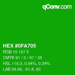 Color code: HEX #0FA705 | qconv.com