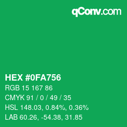 Color code: HEX #0FA756 | qconv.com