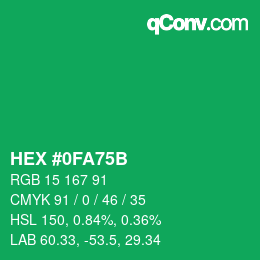 Color code: HEX #0FA75B | qconv.com