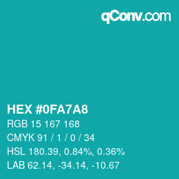 Color code: HEX #0FA7A8 | qconv.com