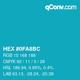 Color code: HEX #0FA8BC | qconv.com