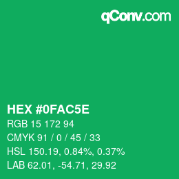 Farbcode: HEX #0FAC5E | qconv.com