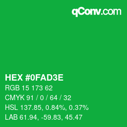 Color code: HEX #0FAD3E | qconv.com