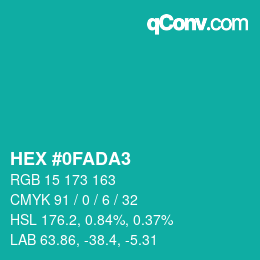 Color code: HEX #0FADA3 | qconv.com