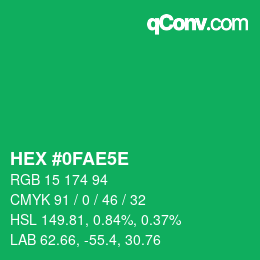 Farbcode: HEX #0FAE5E | qconv.com