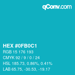 Color code: HEX #0FB0C1 | qconv.com