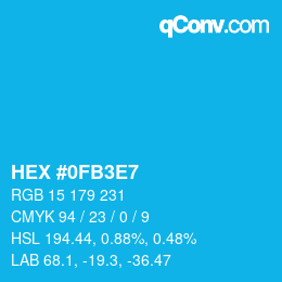 Color code: HEX #0FB3E7 | qconv.com