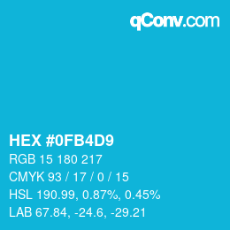 カラーコード: HEX #0FB4D9 | qconv.com