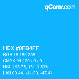 Color code: HEX #0FB4FF | qconv.com
