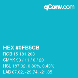Color code: HEX #0FB5CB | qconv.com