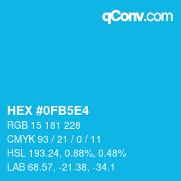 Farbcode: HEX #0FB5E4 | qconv.com