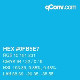 颜色代码: HEX #0FB5E7 | qconv.com