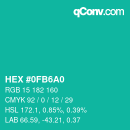 Color code: HEX #0FB6A0 | qconv.com