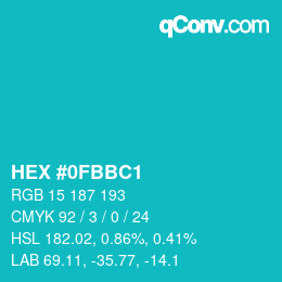 Color code: HEX #0FBBC1 | qconv.com