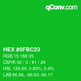 Color code: HEX #0FBC23 | qconv.com