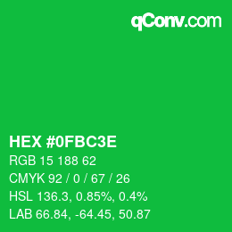 Color code: HEX #0FBC3E | qconv.com