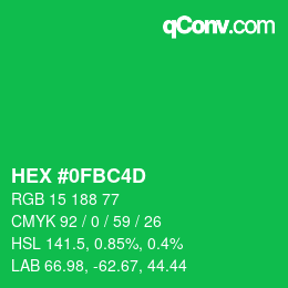 カラーコード: HEX #0FBC4D | qconv.com