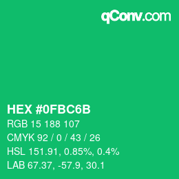 Color code: HEX #0FBC6B | qconv.com