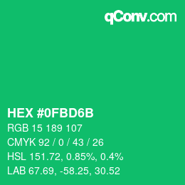 Color code: HEX #0FBD6B | qconv.com