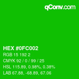 Color code: HEX #0FC002 | qconv.com