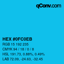 颜色代码: HEX #0FC0EB | qconv.com