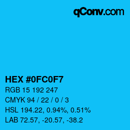 カラーコード: HEX #0FC0F7 | qconv.com