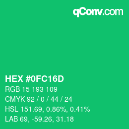 Color code: HEX #0FC16D | qconv.com