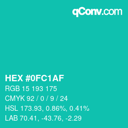 Color code: HEX #0FC1AF | qconv.com