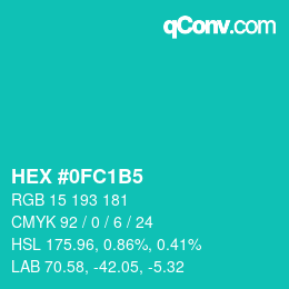 Color code: HEX #0FC1B5 | qconv.com