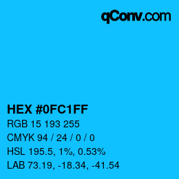 Color code: HEX #0FC1FF | qconv.com