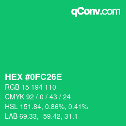 Color code: HEX #0FC26E | qconv.com