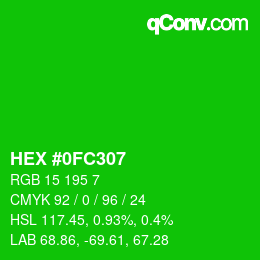 Color code: HEX #0FC307 | qconv.com