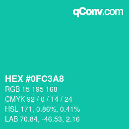 颜色代码: HEX #0FC3A8 | qconv.com