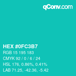 カラーコード: HEX #0FC3B7 | qconv.com