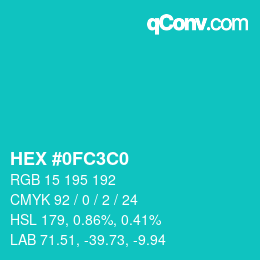 颜色代码: HEX #0FC3C0 | qconv.com