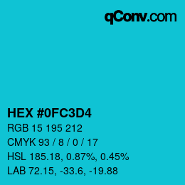 Color code: HEX #0FC3D4 | qconv.com